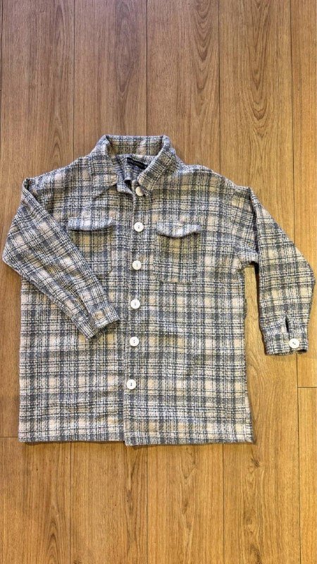 Теплая клетчатая рубашка oversize 42-46