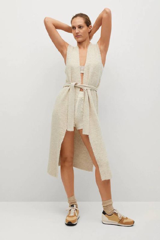 Удлиненный трикотажный жилет MANGO, Объемный укороченный кардиган Zara 3
