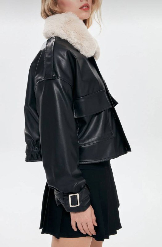 Кожаная куртка с мехом внутри, размер М 4