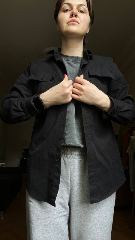 чёрная хлопковая рубашка Paula размер 42 s