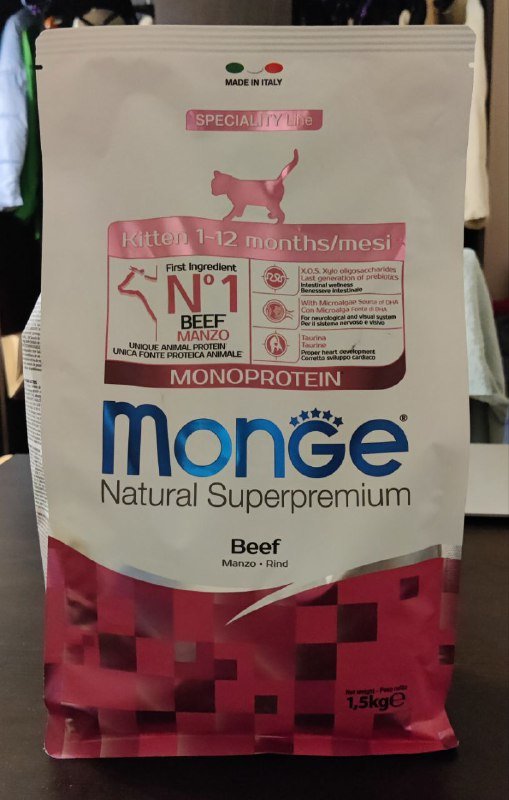 Сухой корм для котят Monge с говядиной, 1.5 кг