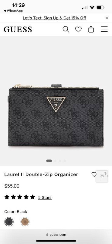 Кошелек Guess Laurel II Double-Zip Organizer