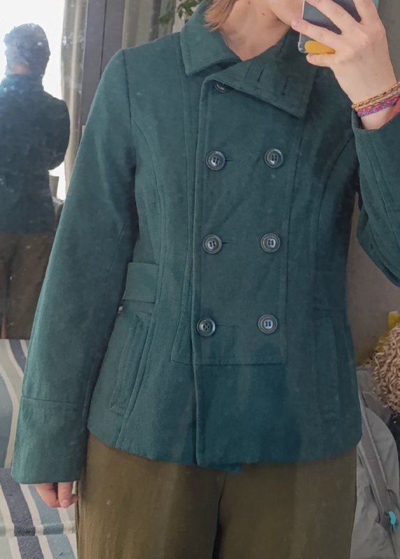Винтажный изумрудный женский жакет шерсть М