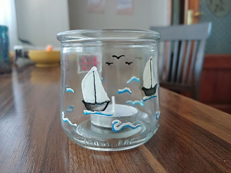 Пара стеклянных подсвечников с авторской росписью 4