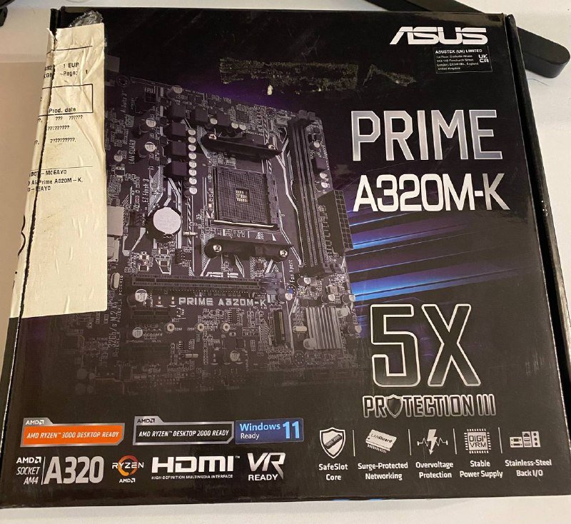 Процессор AMD Ryzen 5 2600, Материнская плата Asus Prime A320M-K, ОЗУ Kingston Fury DDR4 16Гб 4