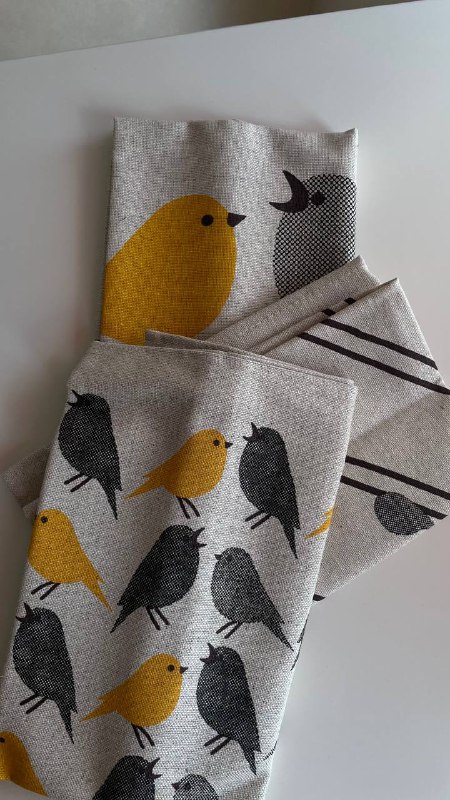 Набор полотенец льняных с птицами 2