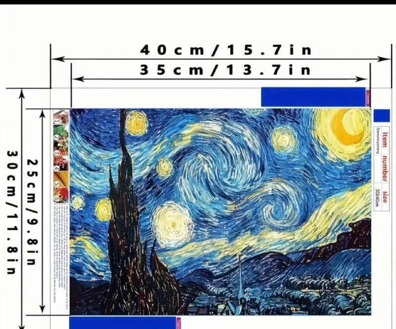 Набор для алмазной вышивки Звёздная ночь Ван Гога 2
