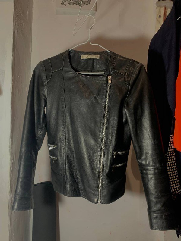 кожаная куртка Mango натуральная кожа S