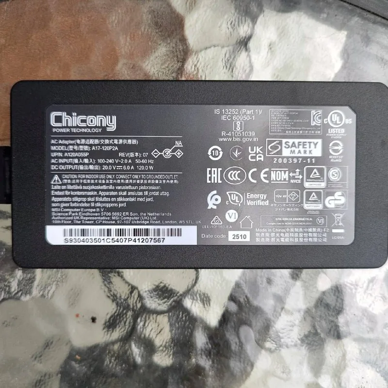 Зарядка для ноутбука MSI Chicony 120W 1