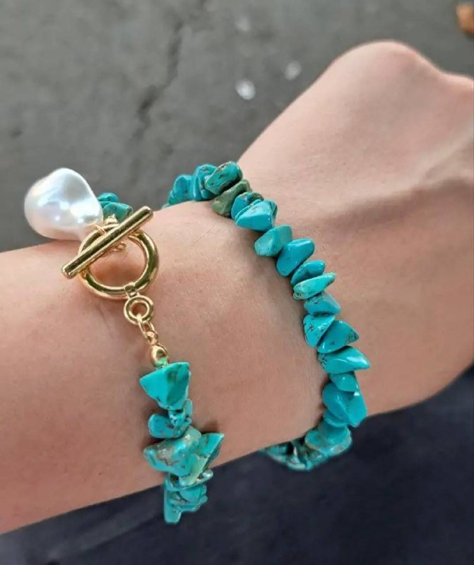 Набор ожерелье и браслет бирюза искусственный жемчуг 4