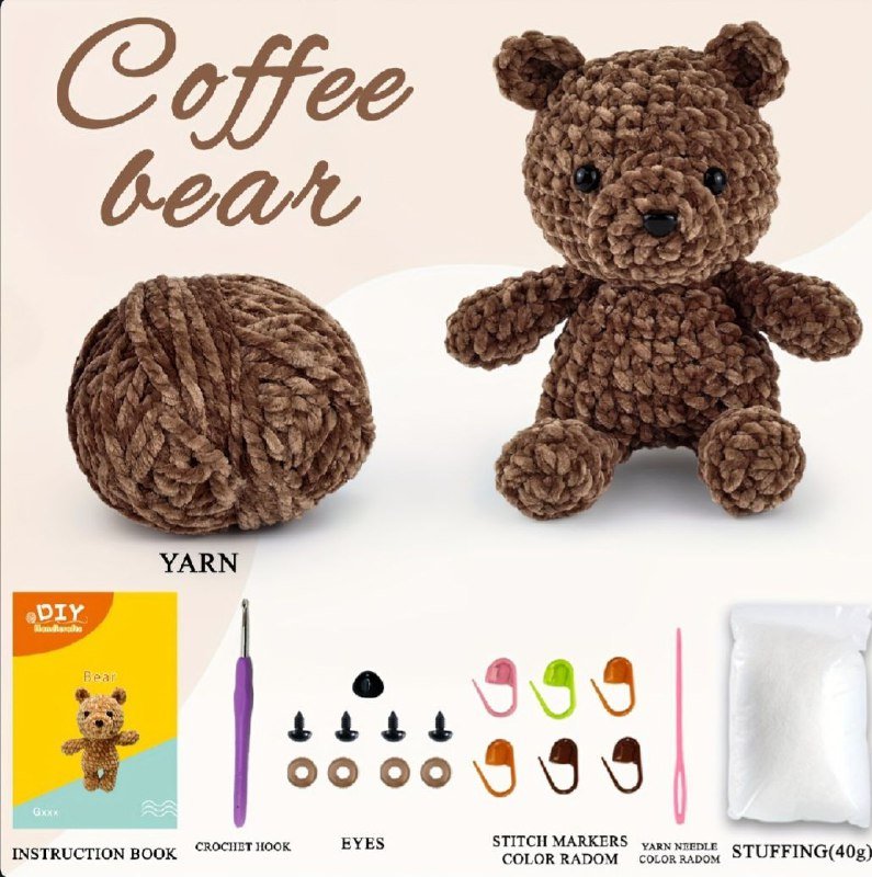 Набор для вязания крючком игрушки Медведь Coffee Bear
