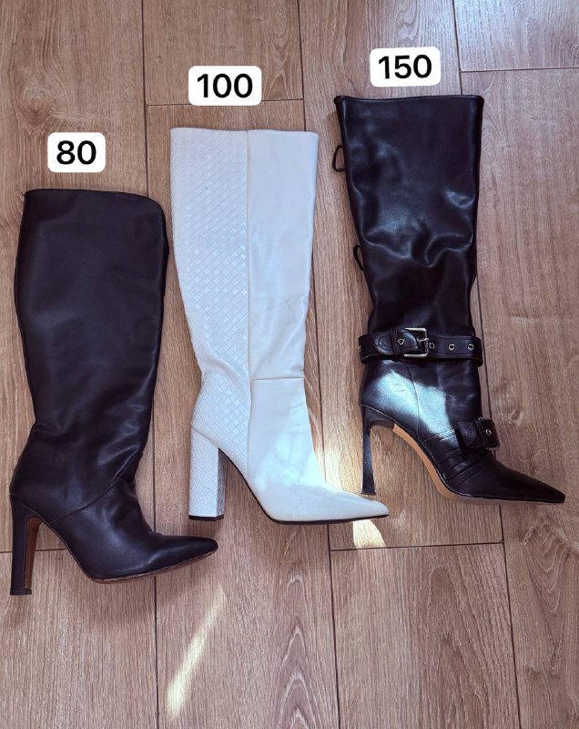 Женские сапоги черные, белые 39/40 размер