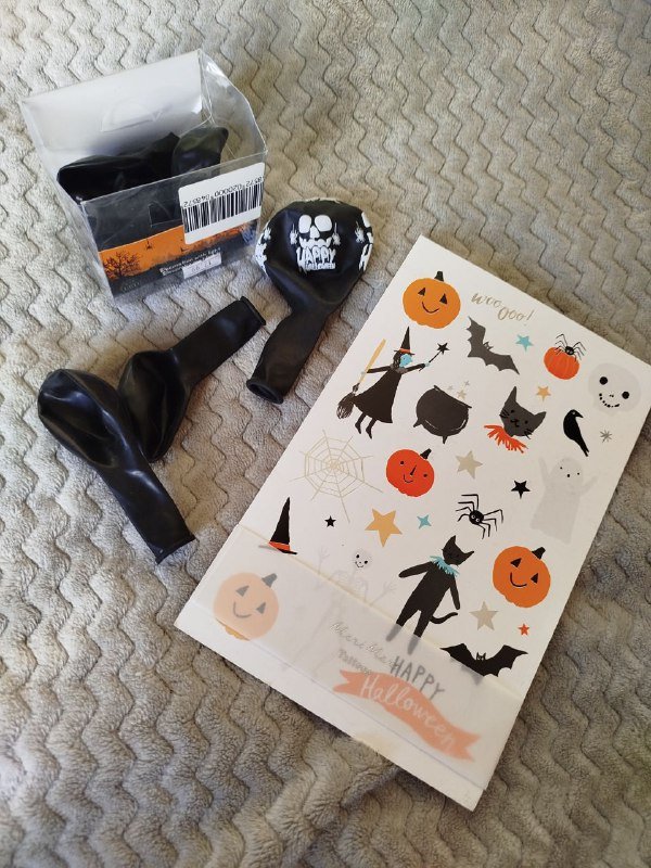 Тату картинки переводные и 10 черных шаров на Halloween