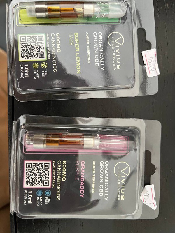 Картриджи CBD Vivius 600mg Super Lemon Haze, Grandaddy Purple 3