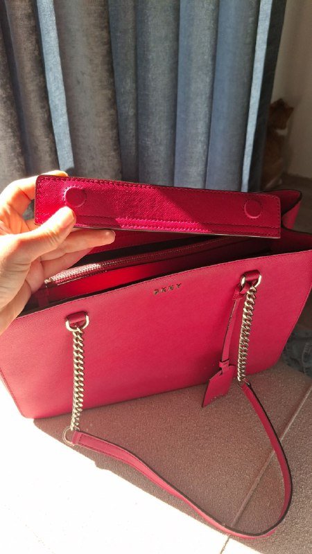Розовая сумка тоут DKNY жесткая форма 2
