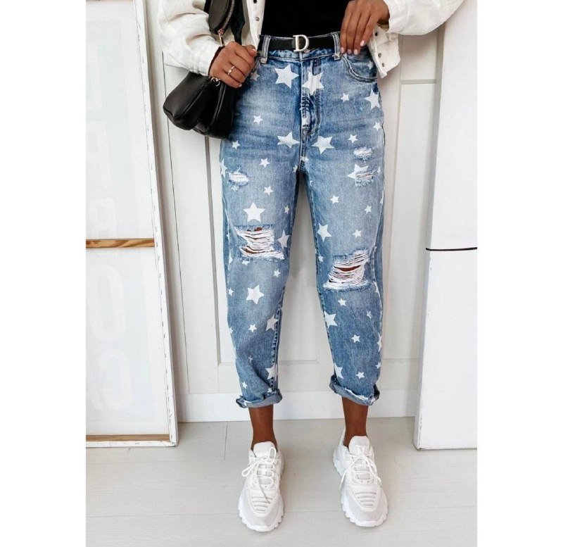 Джинсы мужские рваные со звездами размер XXL 2