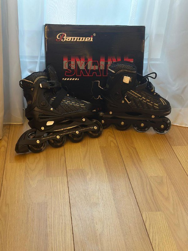 Новые роликовые коньки размер 35-38 черно-золотые 2