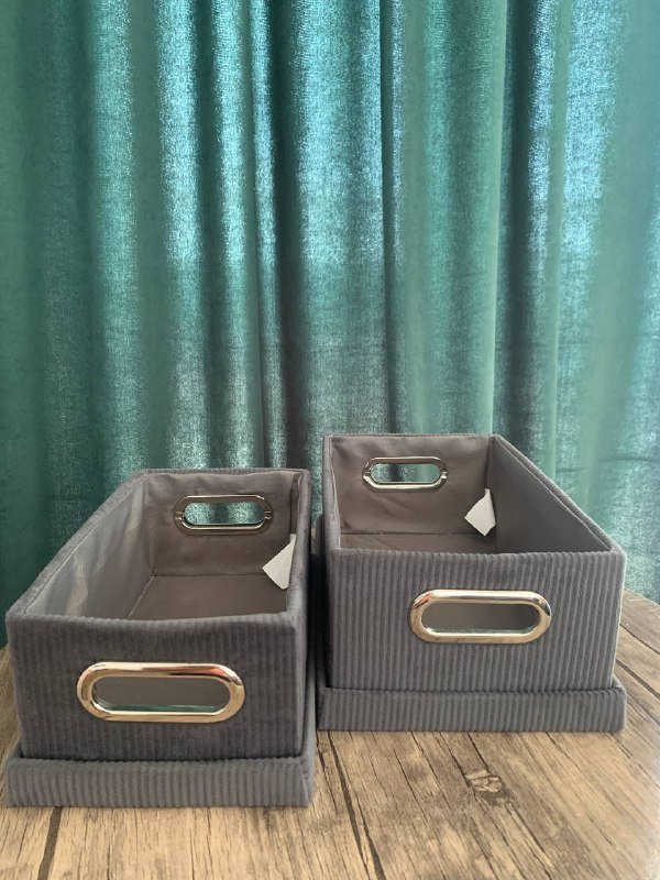 Два замшевых контейнера с крышками 2
