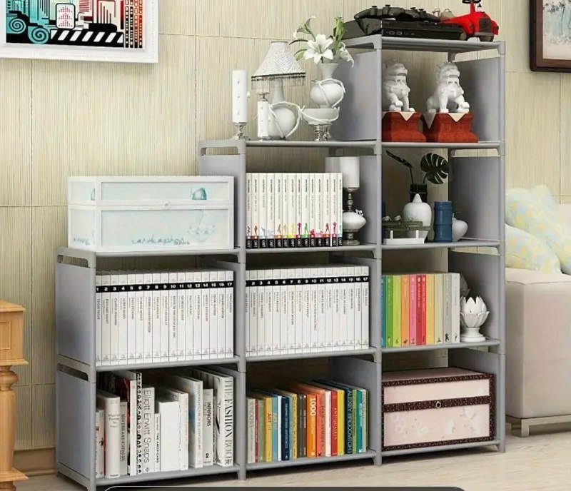 Многоярусная полка 9 ячеек голубая в белый горошек