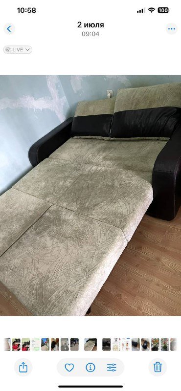 Газовая плита, холодильник, раскладное кресло, маленькое кресло, диван 6