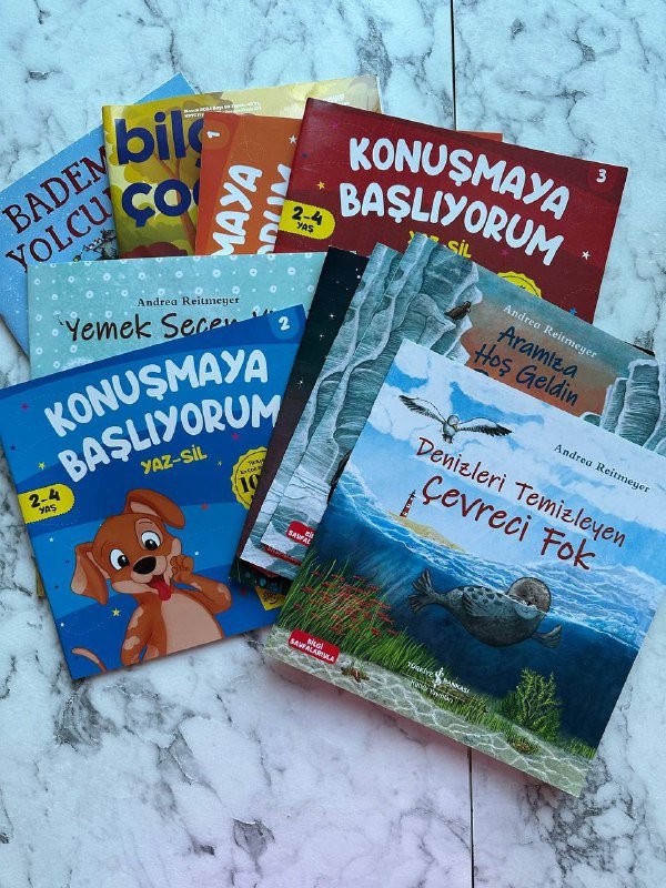 Детские книжки на турецком, сено для животных, рога на ободке