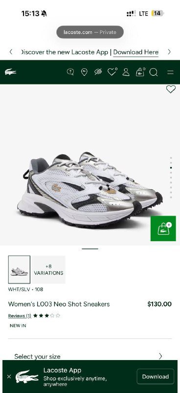 Lacoste Women's L003 Neo Shot Sneakers 39 размер 3