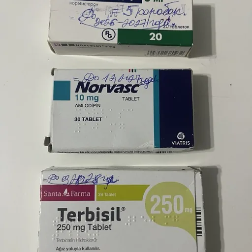 Норколут, Norvasc, Terbisil таблетки