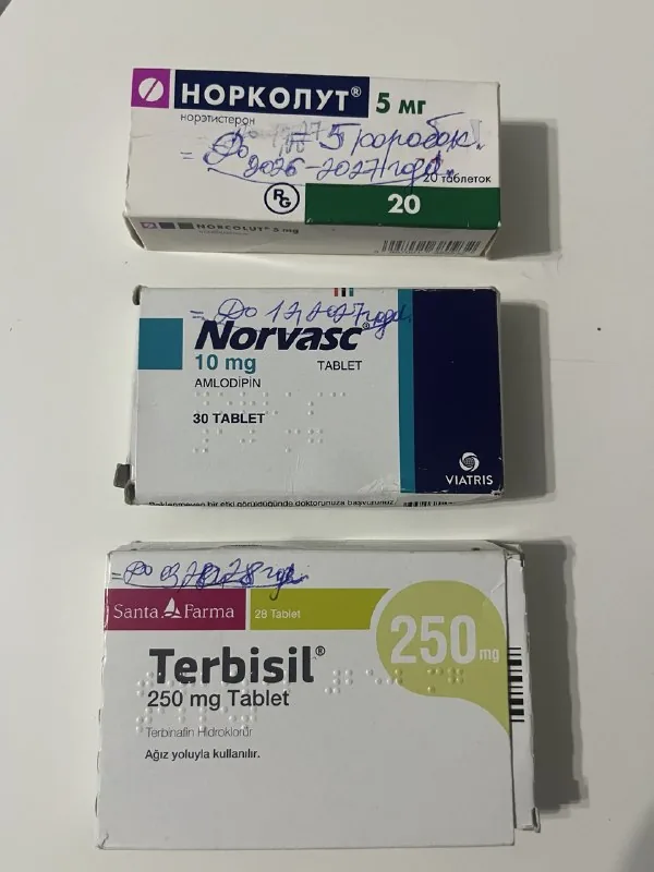 Норколут, Norvasc, Terbisil таблетки