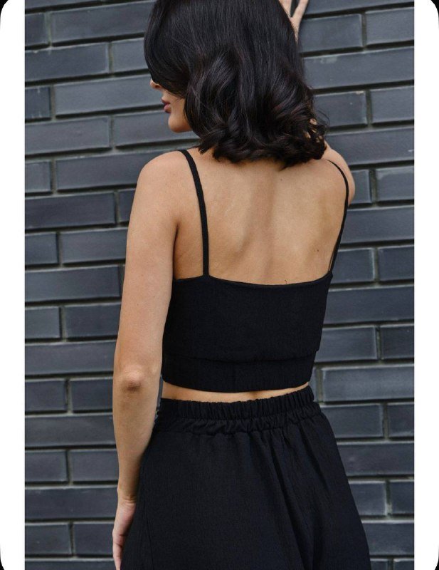 женский черный топ на бретелях с бантом размер S