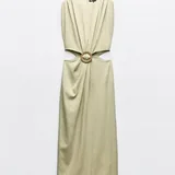 Платье Zara, платье в горох, оливковое платье 3