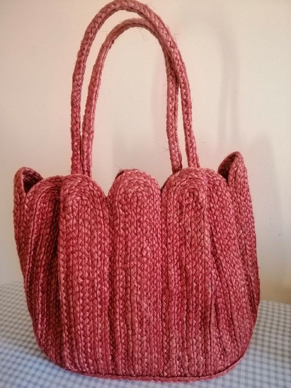 Плетеная сумка цвет марсала 2