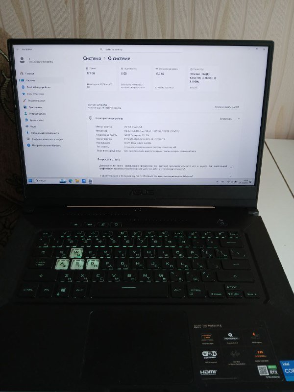 Ноутбук Asus TUF Dash F15 i5 RTX 3060 16GB 500GB