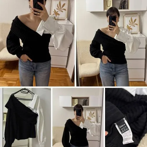 Women’s black-and-white sweater