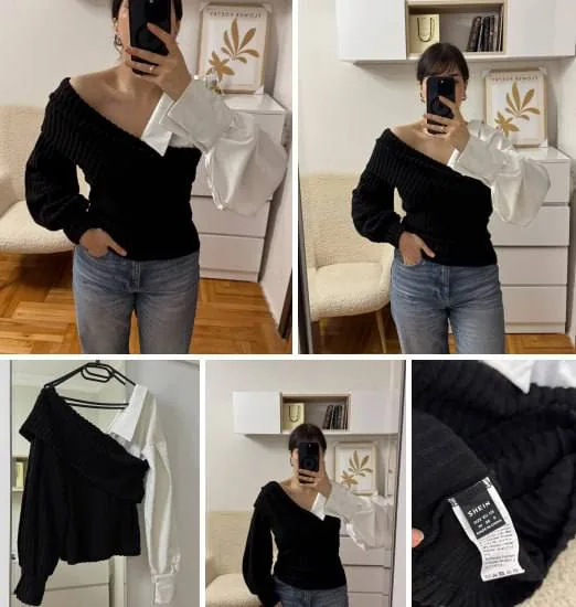 Women’s black-and-white sweater