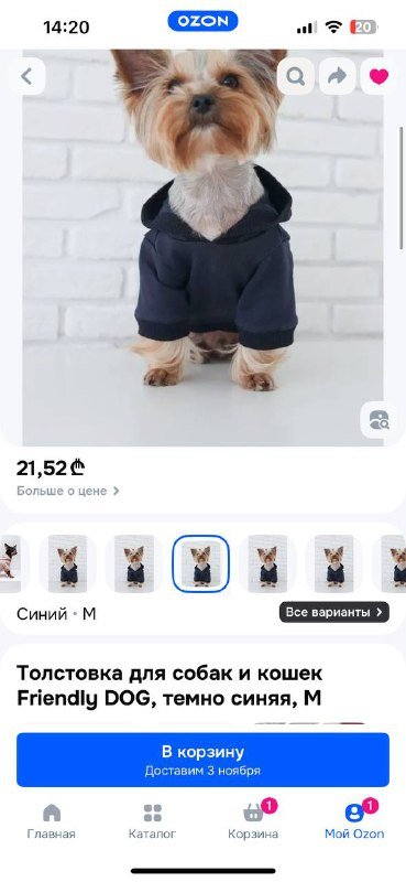 Толстовка для маленьких собак размер М