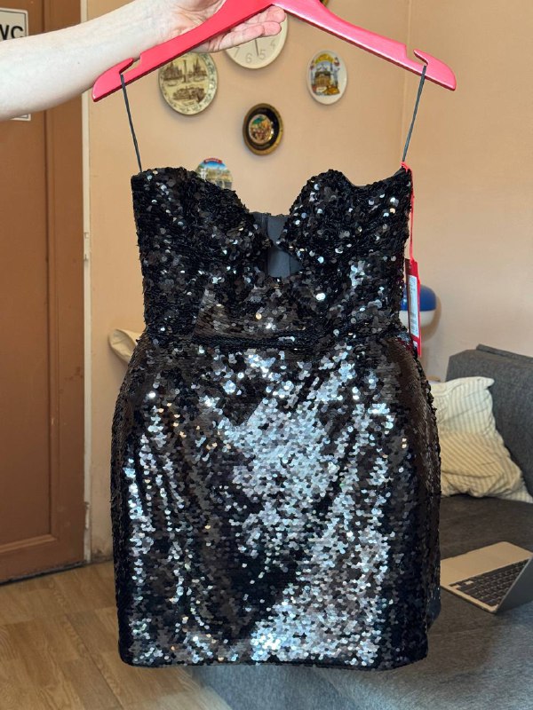 Черное платье, платье с розой 3