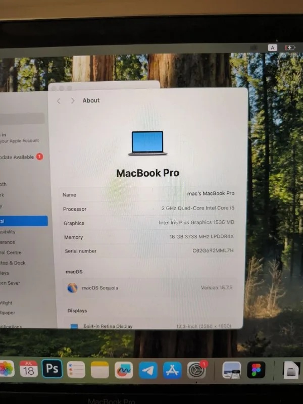 MacBook Pro 13 inch 2020 intel i5 1