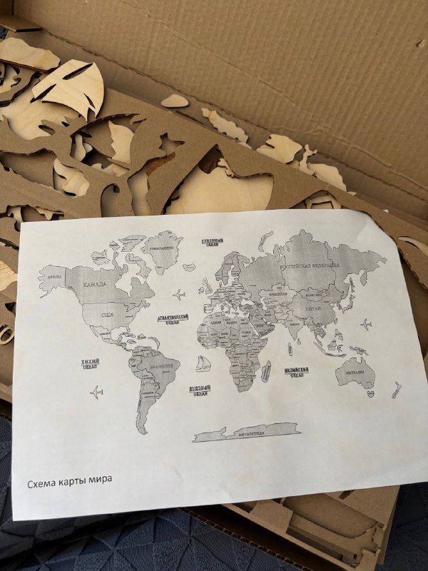 Деревянная карта мира настенная декорация 2