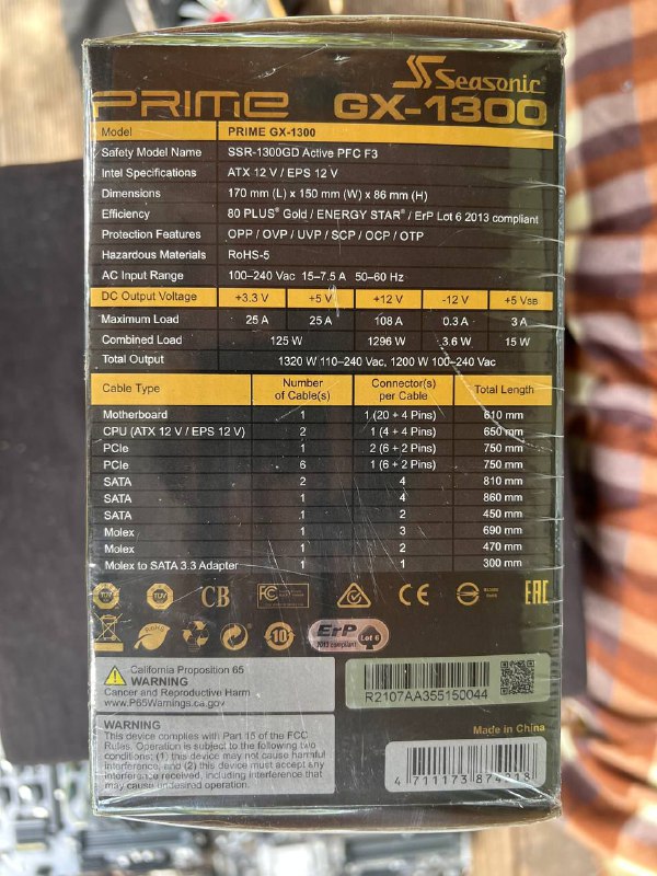 Блок питания Seasonic Prime 1300W новые 2 штуки 3