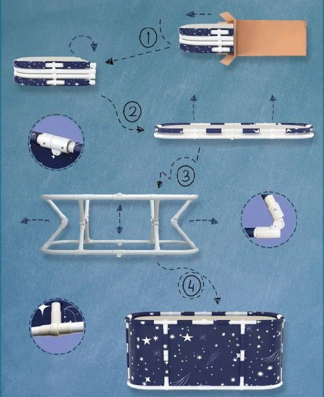 Складная ванна с каркасом для детей и взрослых до 170 см 3