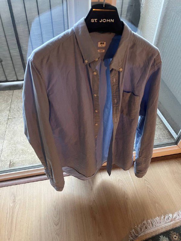 Uniqlo Oxford Shirt Slim Fit голубая размер XL