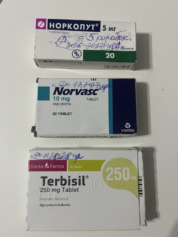 Таблетки Норколнут, Norvasc, Terbisil