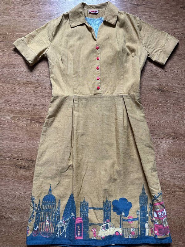 Винтажное платье made in England с изображением Лондона