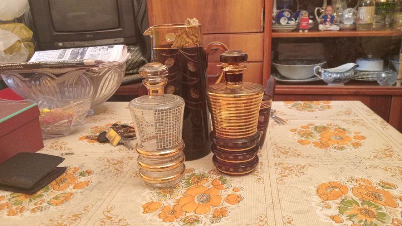Гранёные стаканы, бокалы, графины, посуда, вазочки 4