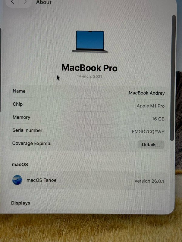 MacBook Pro 14” 2021 M1 Pro 16GB 512GB SSD 4
