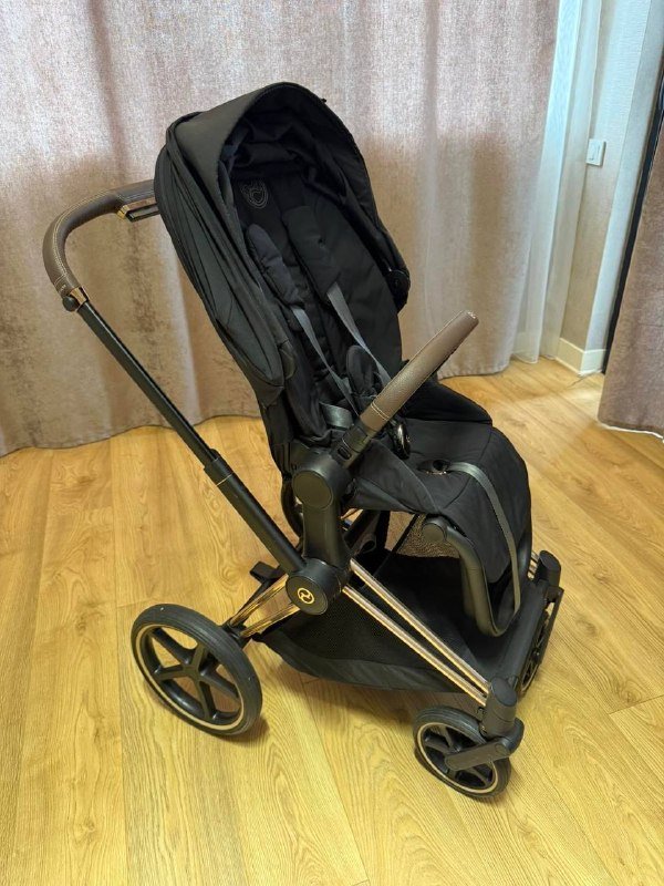 Cybex Praim 4 2 в 1 Sepia Black коляска шасси Rose gold 4