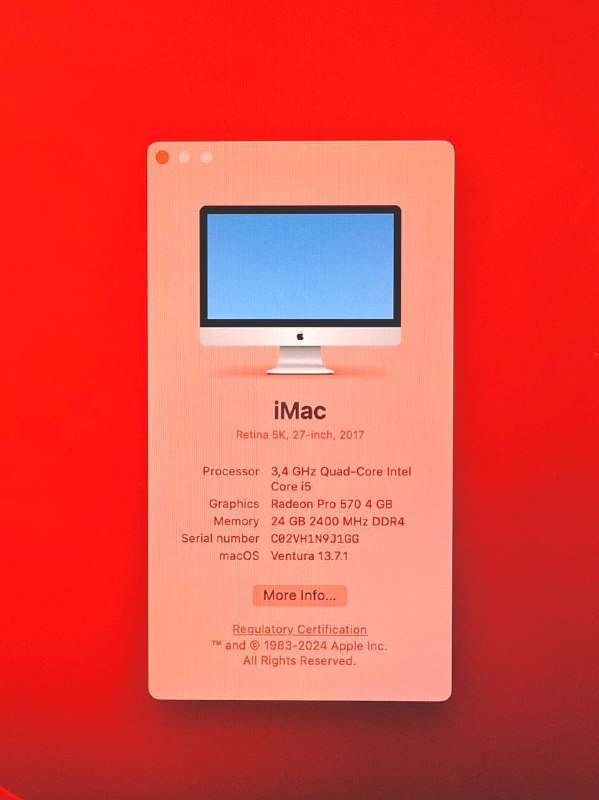 iMac Retina 5K 27 дюймов 2017 24GB 1TB 2