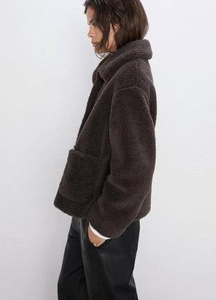 Шуба тедди ZARA шоколадного цвета 3