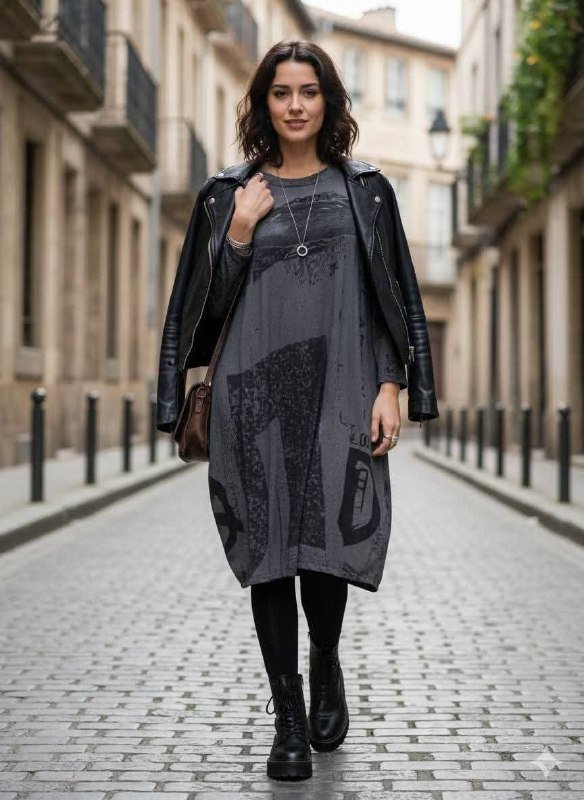 Платье-туника, леггинсы, блуза-пончо