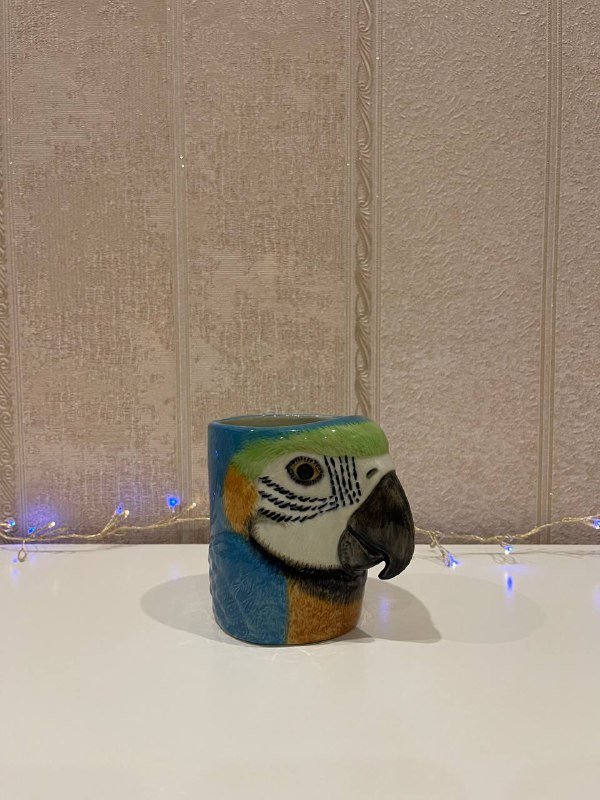 Подставка для ручек в виде попугая из каменной керамики 3